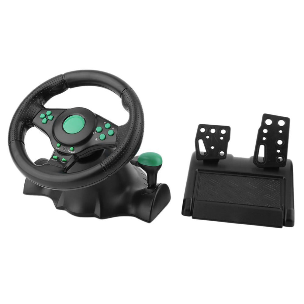 180 Degree Rotation Gaming Vibration Racing Steering Wheel With Pedals